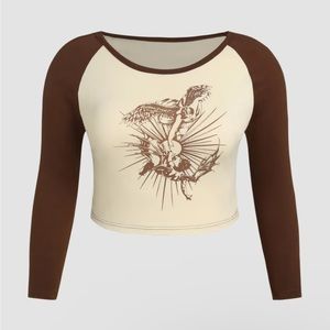 XXL Cider Contrasting Figure Brown Long Sleeve Shirt